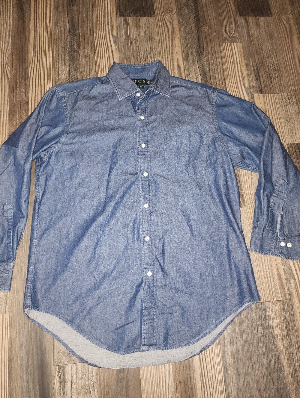 Men's Lauren Ralph Lauren Long Sleeve Button Down 16 32/33 Large Blue Preppy